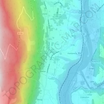 Mapa topográfico La Trille, altitude, relevo