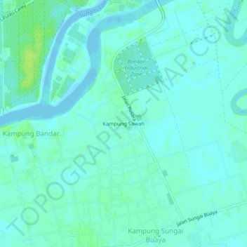 Mapa topográfico Kampung Sawah, altitude, relevo