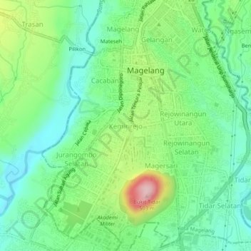 Mapa topográfico Kemirirejo, altitude, relevo