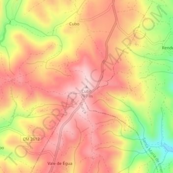 Mapa topográfico Cubo, altitude, relevo