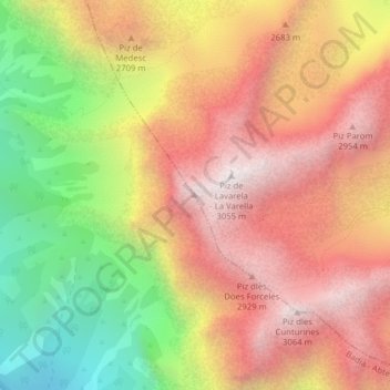 Mapa topográfico Lavarela de Fora, altitude, relevo