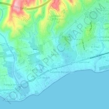 Mapa topográfico Bel-Air, altitude, relevo