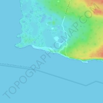 Mapa topográfico Cabo Cruz, altitude, relevo