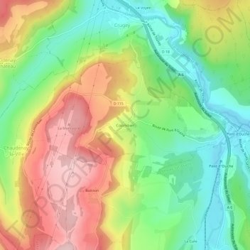 Mapa topográfico Colombier, altitude, relevo