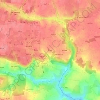Mapa topográfico Truda, altitude, relevo