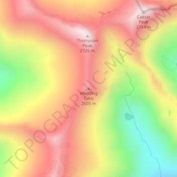 Mapa topográfico Wedding Cake, altitude, relevo