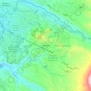 Mapa topográfico Canceles, altitude, relevo