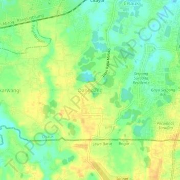 Mapa topográfico Dangdang, altitude, relevo