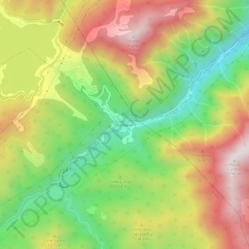 Mapa topográfico Ortolano, altitude, relevo