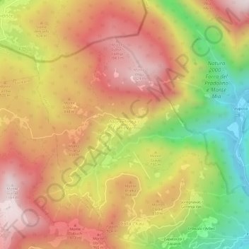 Mapa topográfico Montefosca, altitude, relevo