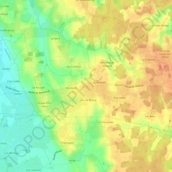 Mapa topográfico Étrez, altitude, relevo