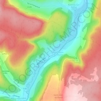 Mapa topográfico Auvillard, altitude, relevo