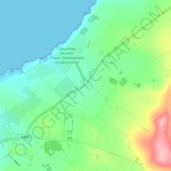 Mapa topográfico Dounreay, altitude, relevo