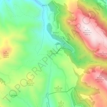 Mapa topográfico Civita, altitude, relevo