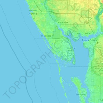 Mapa topográfico Don Pedro Island, altitude, relevo