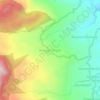 Mapa topográfico Marjandi Tongah, altitude, relevo