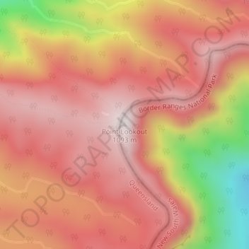 Mapa topográfico Point Lookout, altitude, relevo