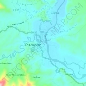 Mapa topográfico Halapitan, altitude, relevo