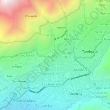 Mapa topográfico Puca Puca, altitude, relevo