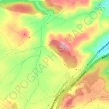 Mapa topográfico Las Pendientes, altitude, relevo