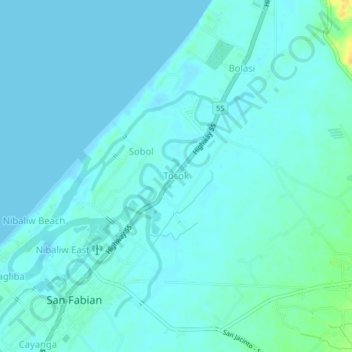 Mapa topográfico Tocok, altitude, relevo