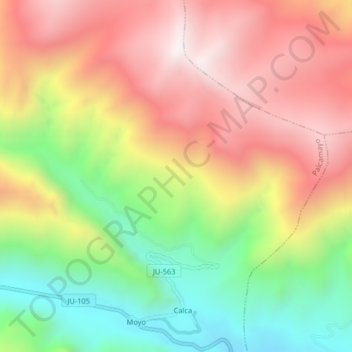 Mapa topográfico Provincia de Tarma, altitude, relevo