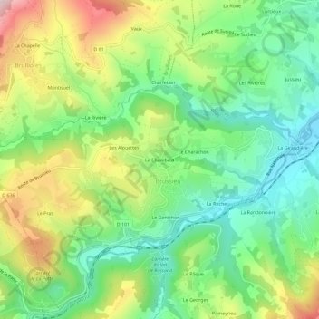 Mapa topográfico Le Chambost, altitude, relevo