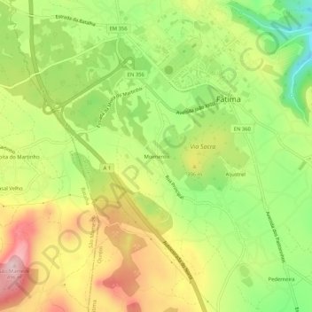 Mapa topográfico Moimento, altitude, relevo