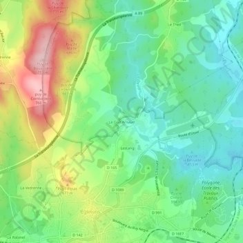 Mapa topográfico Le God Arnaud, altitude, relevo