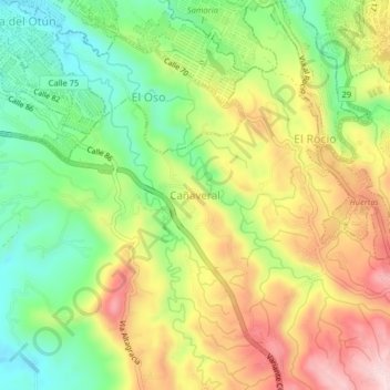 Mapa topográfico Cañaveral, altitude, relevo