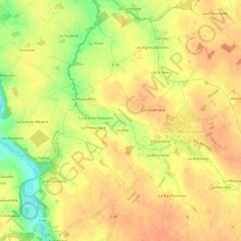 Mapa topográfico La Petite Roussière, altitude, relevo