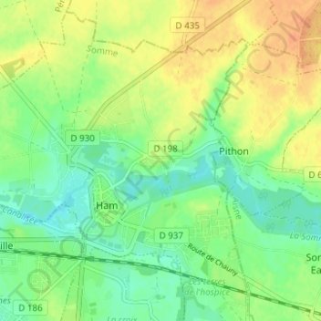 Mapa topográfico Estouilly, altitude, relevo