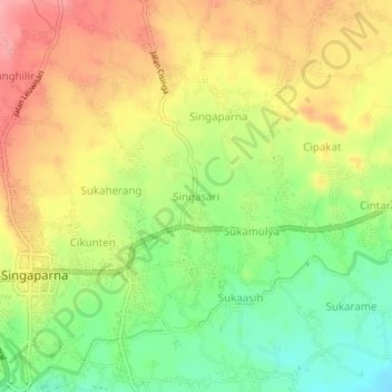 Mapa topográfico Singasari, altitude, relevo