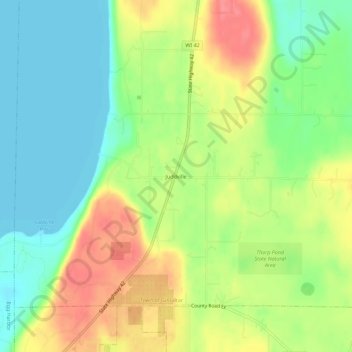 Mapa topográfico Juddville, altitude, relevo