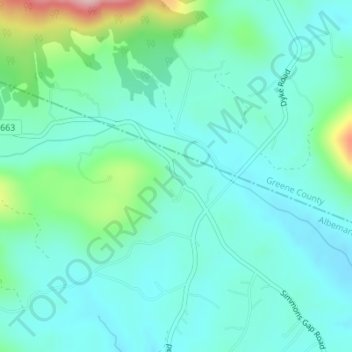 Mapa topográfico Nortonsville, altitude, relevo