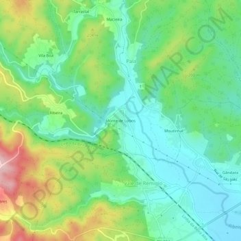 Mapa topográfico Monte de Lobos, altitude, relevo