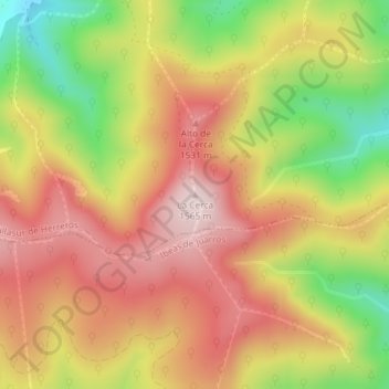 Mapa topográfico La Cerca, altitude, relevo