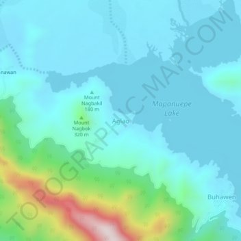 Mapa topográfico Aglao, altitude, relevo