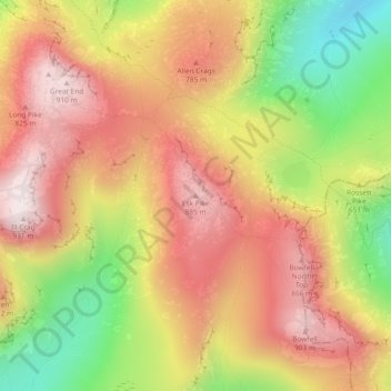 Mapa topográfico Esk Pike, altitude, relevo
