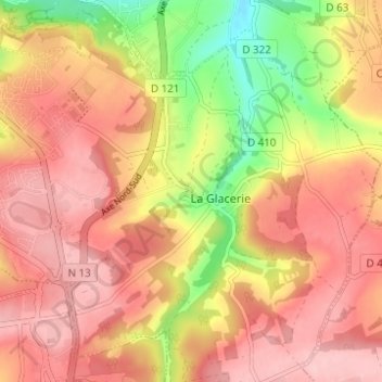 Mapa topográfico Les Câbles, altitude, relevo
