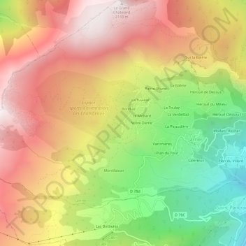 Mapa topográfico Léard, altitude, relevo
