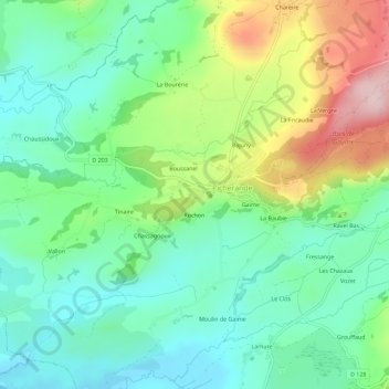 Mapa topográfico Sarailloux, altitude, relevo