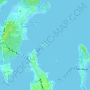 Mapa topográfico WCBS-AM (New York), altitude, relevo