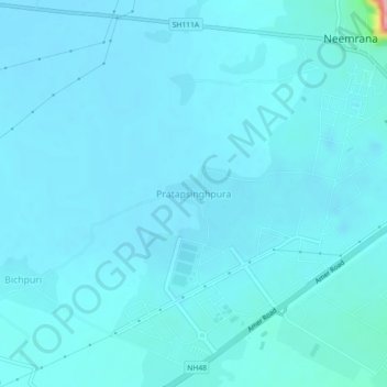 Mapa topográfico Pratapsinghpura, altitude, relevo