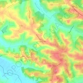 Mapa topográfico Le Pas de Vent, altitude, relevo
