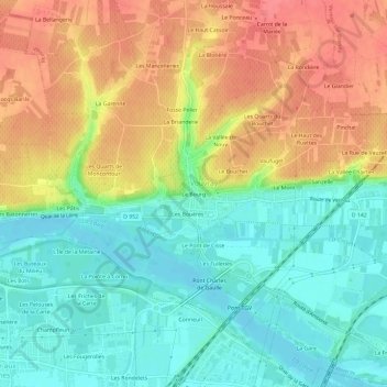 Mapa topográfico Le Bourg, altitude, relevo