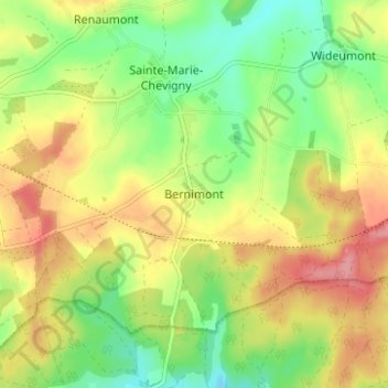 Mapa topográfico Bernimont, altitude, relevo