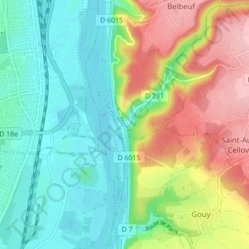 Mapa topográfico Saint-Adrien, altitude, relevo