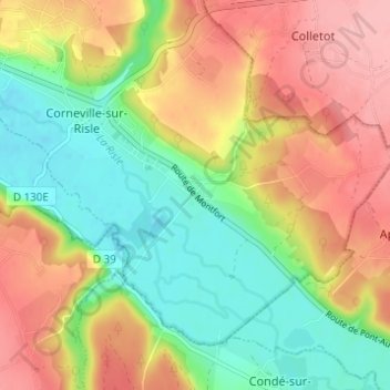 Mapa topográfico La Cardourie, altitude, relevo