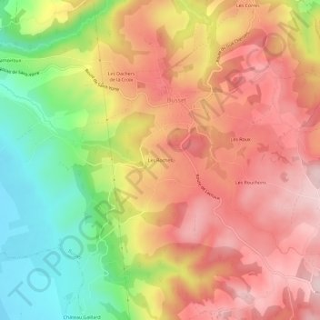 Mapa topográfico Les Roches, altitude, relevo